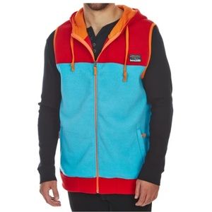 Free Nature men’s color block vest fleece Hooded Zip-Up medium gorpcore pastel